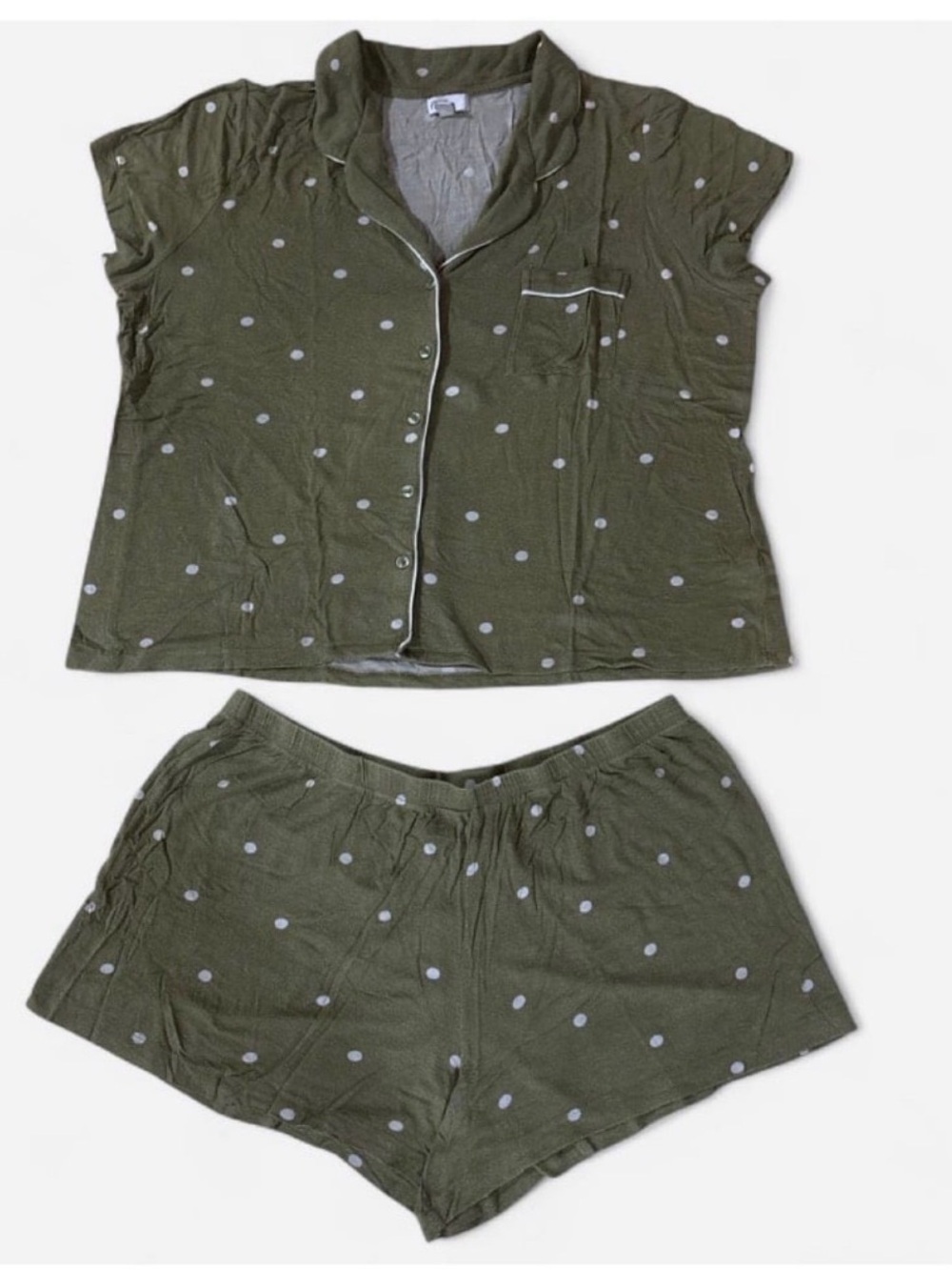 Olive Polka Dot Short Pajama Set – Lightweight Women's Two-Piece Sleepwear